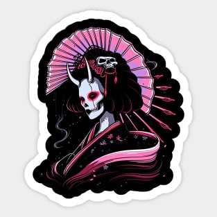 Geisha | Geisha Skull | Cool Retro Japanese Horror Aesthetic #21 Sticker